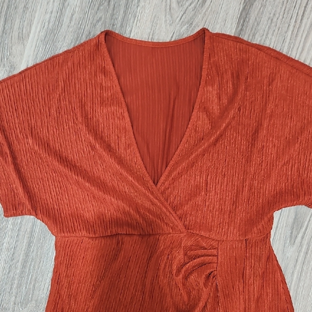 Maxi Rust Wrap Dress - Picture 4 of 5